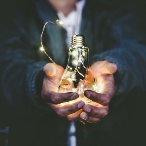 lamp in hands